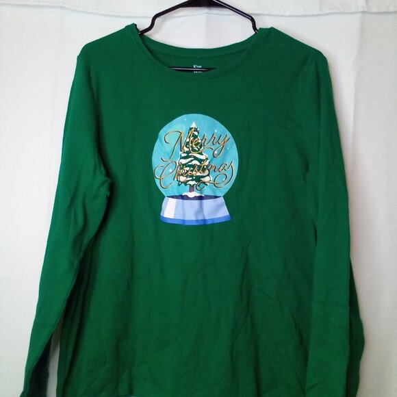 Kim Rogers Shirt Women XL Long Sleeve Merry Christmas Tree Green - Picture 2 of 14